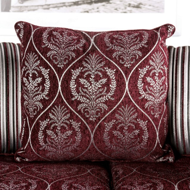 Furniture Of America Sassari Loveseat SM6447-LV Burgundy Traditional - sofafair.com