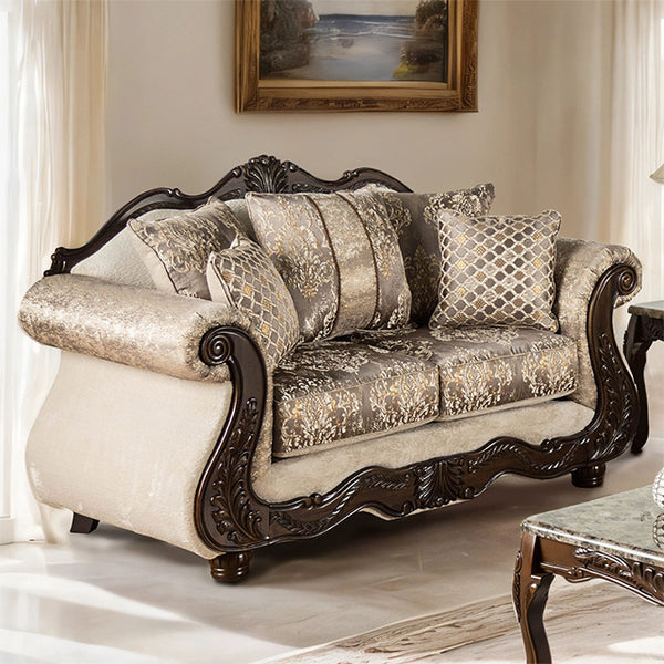 Furniture Of America Andalusia Loveseat SM6450-LV Light Brown/Dark Cherry Traditional - sofafair.com