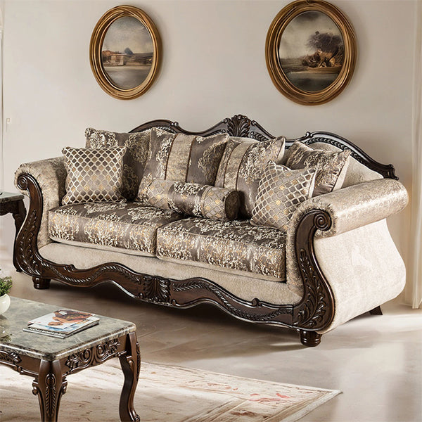 Furniture Of America Andalusia Sofa SM6450-SF Light Brown/Dark Cherry Traditional - sofafair.com