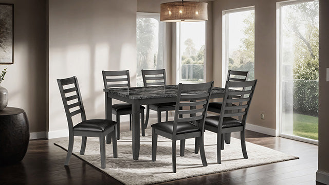 Furniture Of America Adia 7 Pc. Dinning Table Set TM3110T-7PK Dark Gray Transitional - sofafair.com