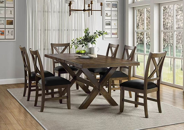 Furniture Of America Murray 7 Pc. Dining Set TM3114T-7PC-BK Brown/Black Contemporary - sofafair.com