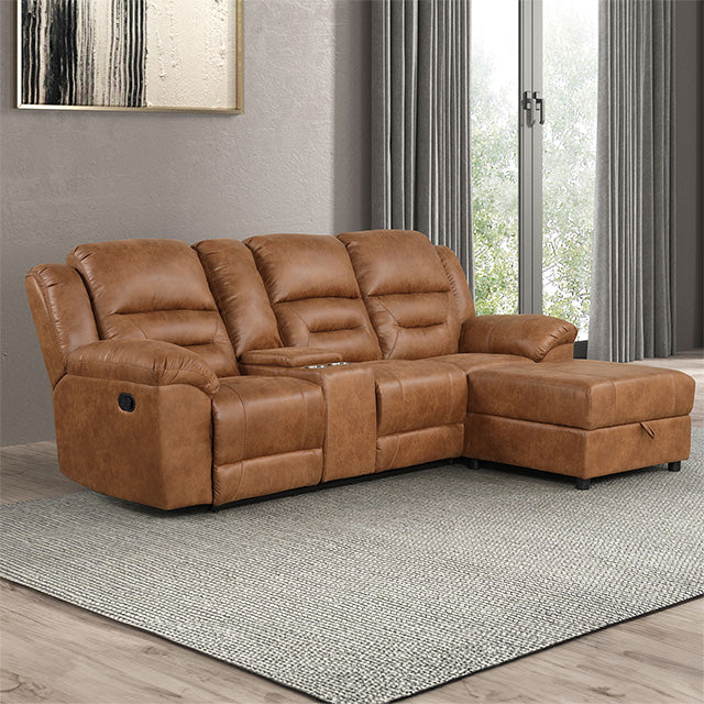 Furniture Of America Septimus Sectional TM6028BR-SECT Saddle Brown Contemporary - sofafair.com