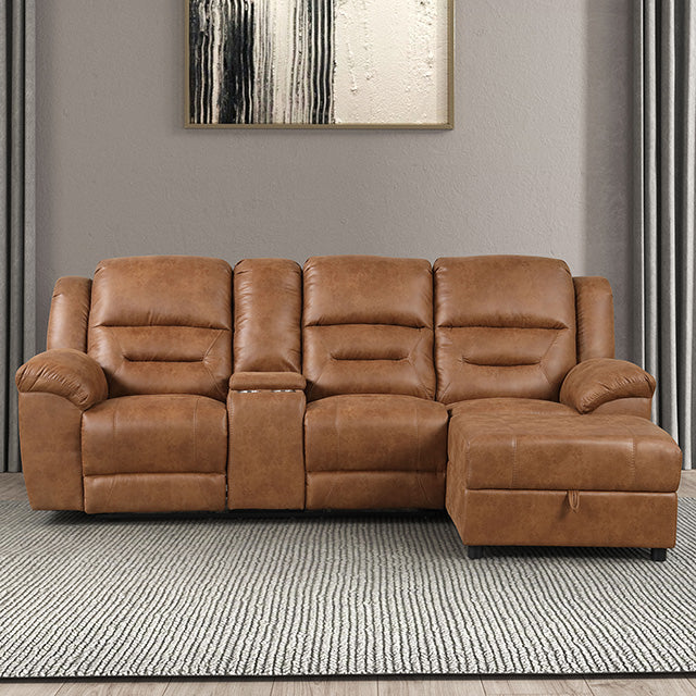 Furniture Of America Septimus Sectional TM6028BR-SECT Saddle Brown Contemporary - sofafair.com