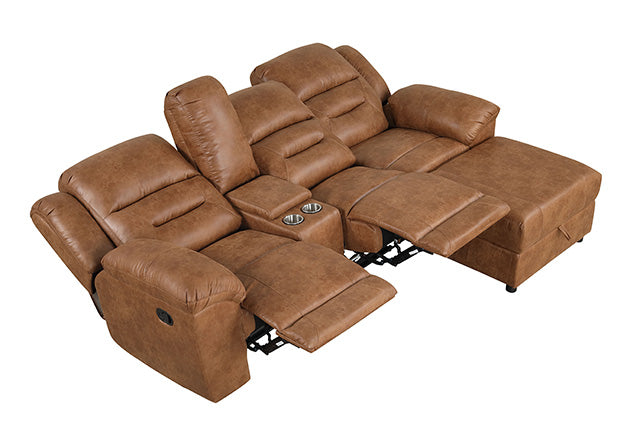 Furniture Of America Septimus Sectional TM6028BR-SECT Saddle Brown Contemporary - sofafair.com