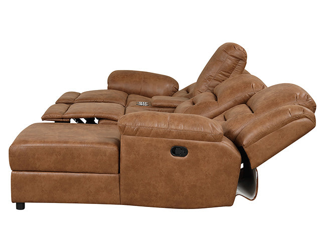 Furniture Of America Septimus Sectional TM6028BR-SECT Saddle Brown Contemporary - sofafair.com