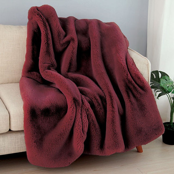 Furniture Of America Caparica Throw Blanket TW4145 Wine Contemporary - sofafair.com