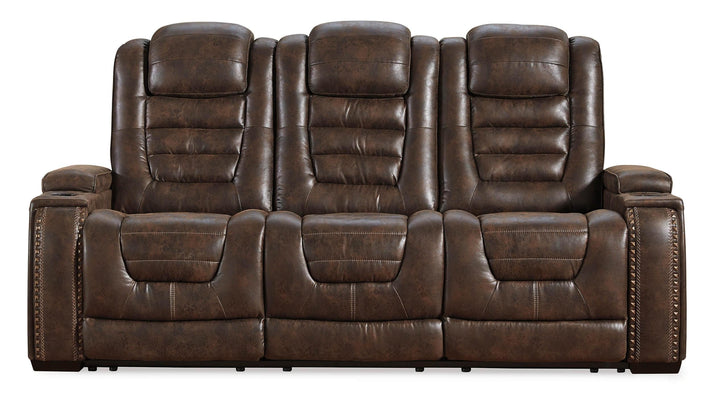 Game Zone Power Reclining Sofa 3850115 Brown/Beige Contemporary Motion Upholstery By Ashley - sofafair.com