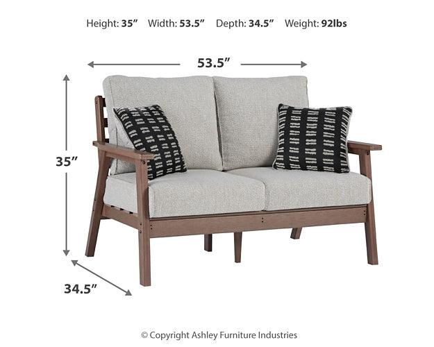 P420-835 Brown/Beige Casual Emmeline Outdoor Loveseat with Cushion By Ashley - sofafair.com