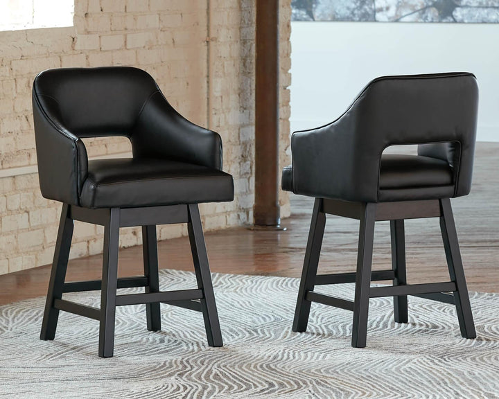 Tallenger Counter Height Bar Stool (Set of 2) D380-924X2 Black/Gray Casual Barstool By Ashley - sofafair.com