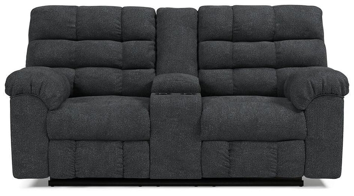Wilhurst Reclining Loveseat with Console 5540394 Blue Contemporary Motion Sectionals By Ashley - sofafair.com