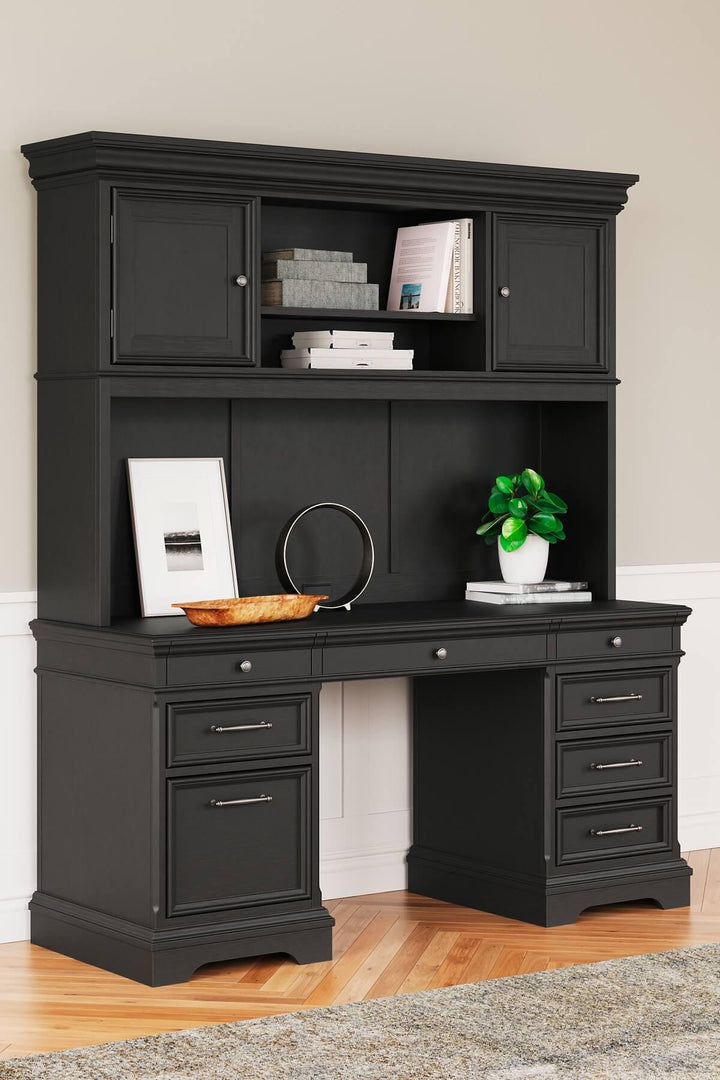 Beckincreek Home Office Credenza with Hutch H778H2 Black/Gray Traditional Home Office Storage By AFI - sofafair.com