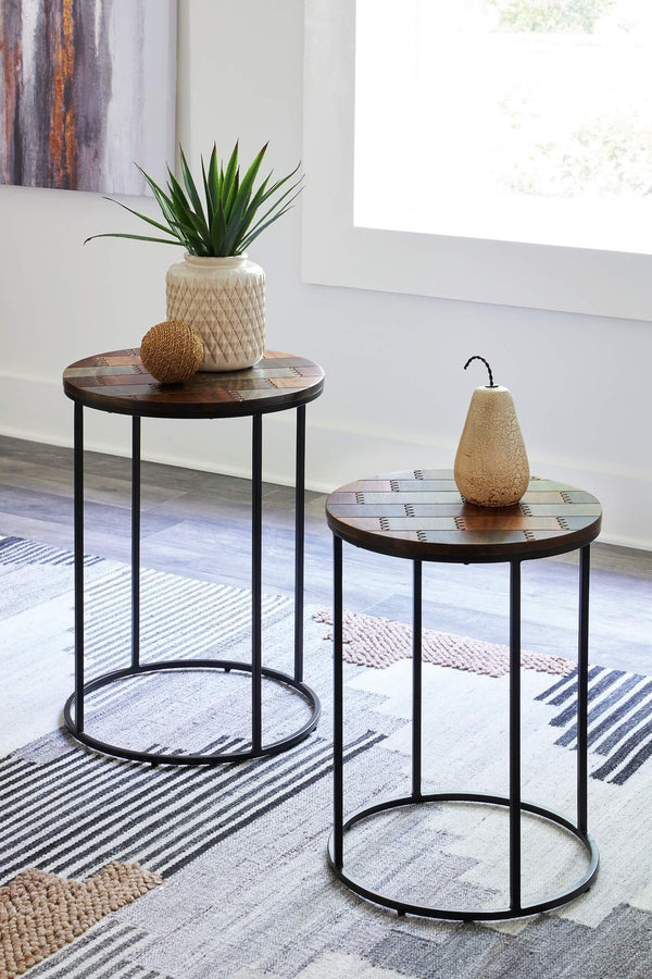 A4000518 Black/Gray Casual Allieton Accent Table (Set of 2) By Ashley - sofafair.com