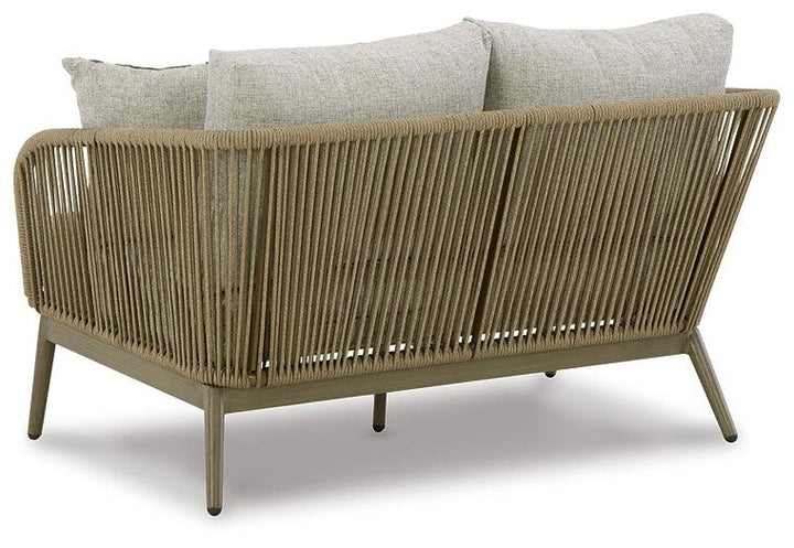 P390-835 Brown/Beige Casual Swiss Valley Outdoor Loveseat with Cushion By Ashley - sofafair.com