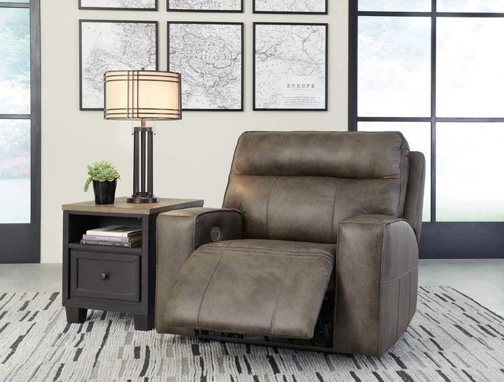 Game Plan Oversized Power Recliner U1520582 Black/Gray Contemporary Motion Upholstery By Ashley - sofafair.com