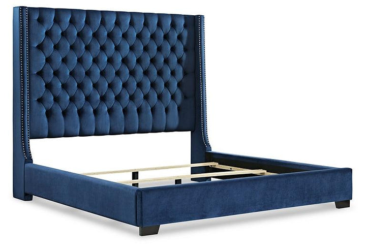 Coralayne King Upholstered Bed B650B25 Blue Traditional Master Beds By Ashley - sofafair.com