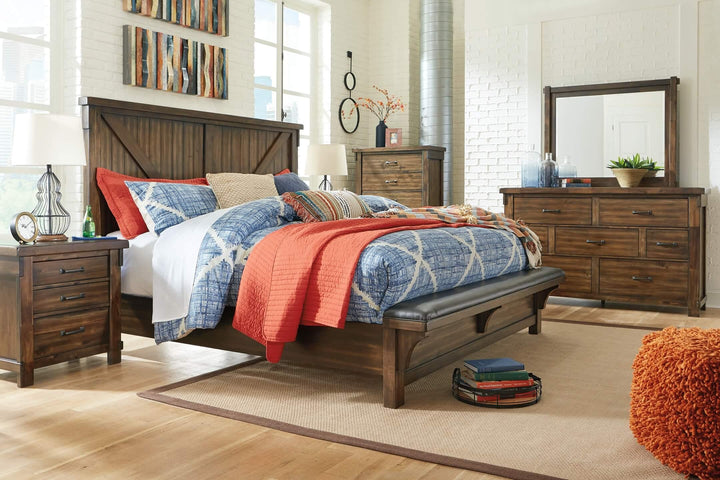 Lakeleigh King Panel Bed with Upholstered Bench B718B9 Brown/Beige Casual Master Beds By Ashley - sofafair.com