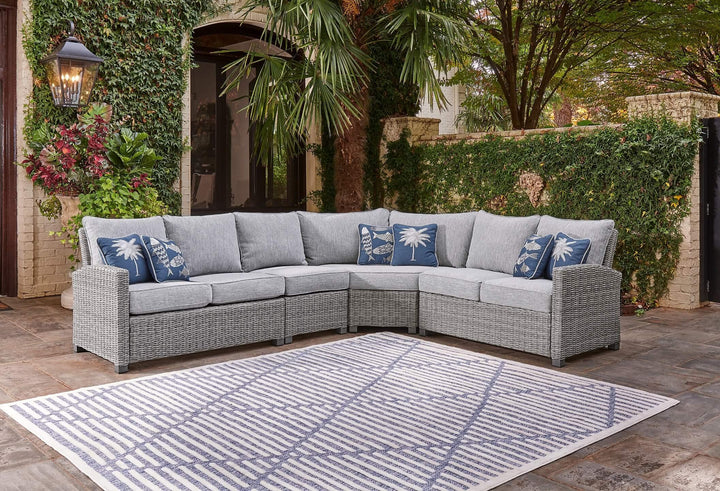 P439P2 Black/Gray Casual Naples Beach 4-Piece Outdoor Sectional By Ashley - sofafair.com