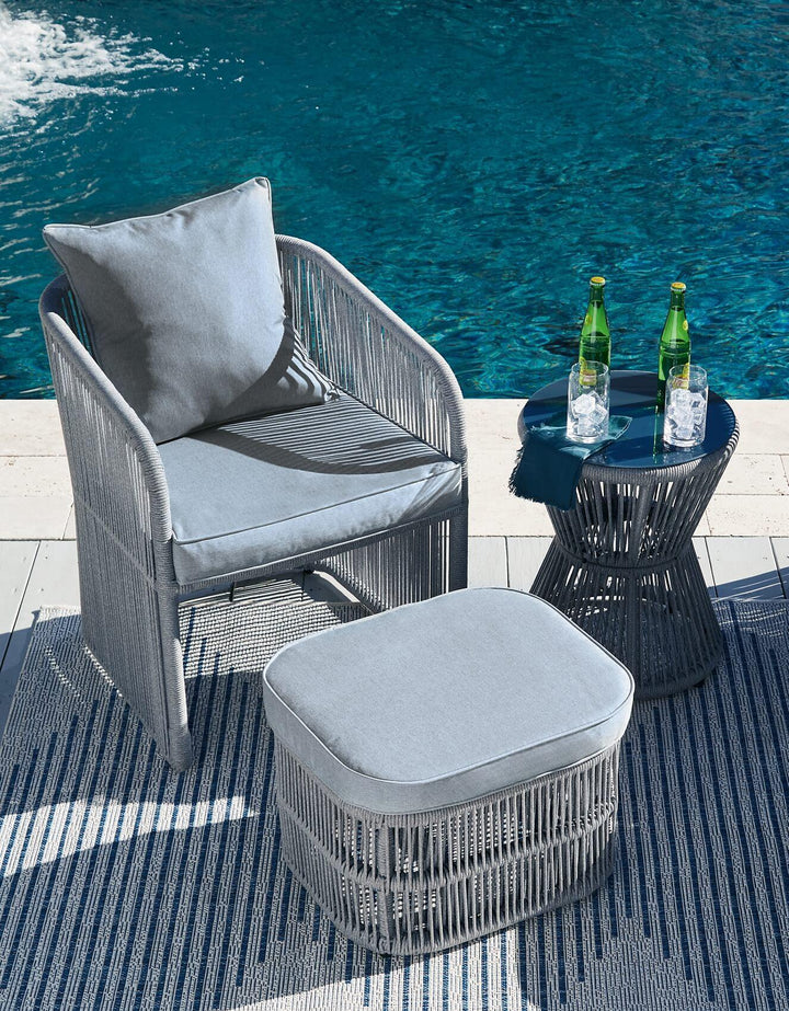 Coast Island Outdoor Chair with Ottoman and Side Table P313-046 Black/Gray Casual Outdoor Chat Set By Ashley - sofafair.com