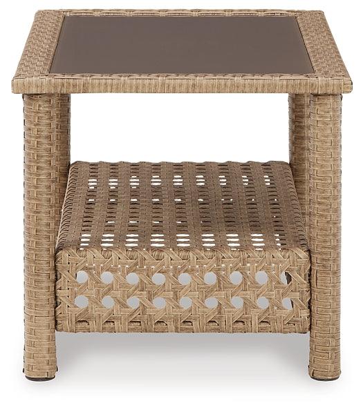 Braylee Outdoor Loveseat with Table (Set of 2) P345-035 Brown/Beige Casual Outdoor Loveseat/Table By Ashley - sofafair.com