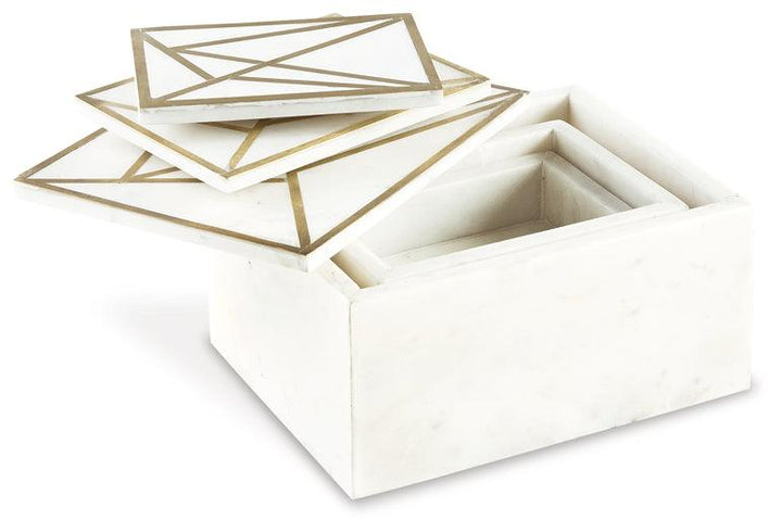 A2000492 White Contemporary Ackley Box (Set of 3) By Ashley - sofafair.com