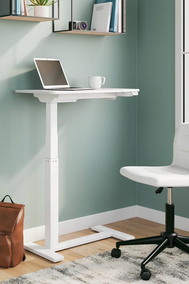 Lynxtyn Adjustable Height Home Office Side Desk H400-212 White Contemporary Desks By Ashley - sofafair.com