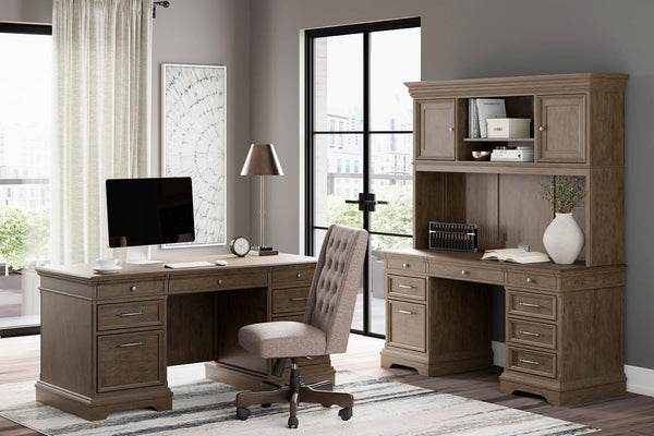 Janismore Home Office Desk H776H1 Black/Gray Traditional Desks By AFI - sofafair.com