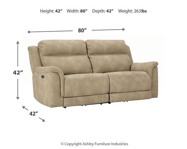 Next-Gen DuraPella Power Reclining Sofa 5930247 Brown/Beige Contemporary Motion Upholstery By Ashley - sofafair.com