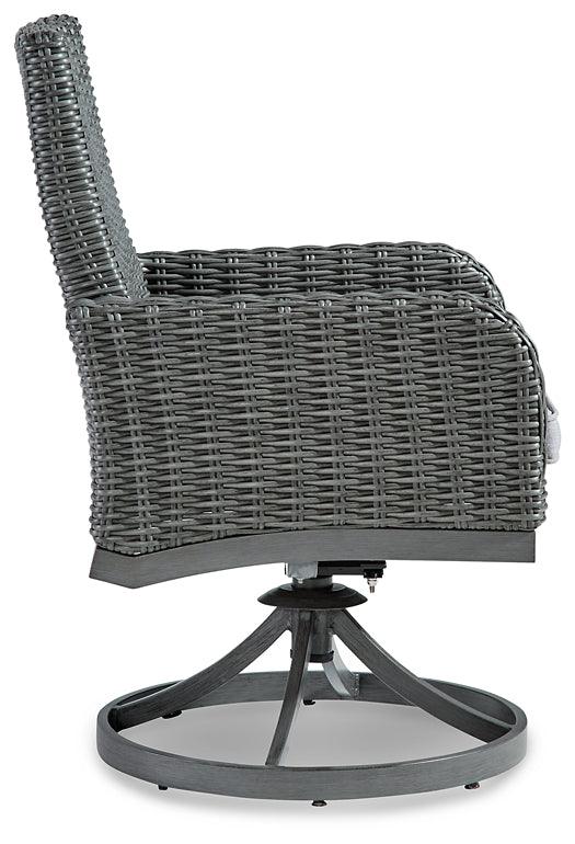 Elite Park Swivel Chair with Cushion (Set of 2) P518-602A Black/Gray Casual Outdoor Dining Chair By Ashley - sofafair.com