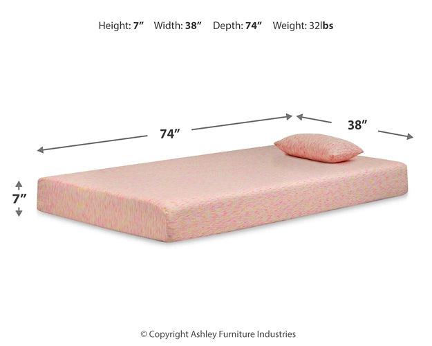iKidz Pink Twin Mattress and Pillow M65911 Red/Burgundy Traditional Memory Foam Mattress By Ashley - sofafair.com