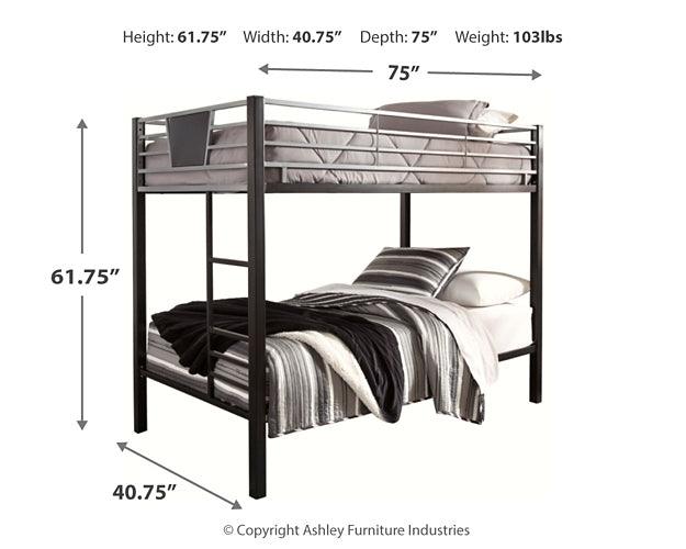 Dinsmore Twin over Twin Bunk Bed with Ladder B106-59 Black/Gray Contemporary Youth Beds By Ashley - sofafair.com