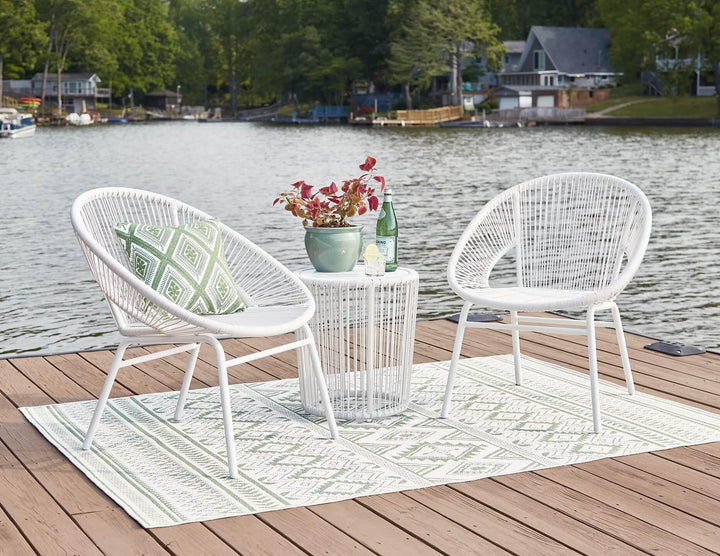 Mandarin Cape Outdoor Table and Chairs (Set of 3) P312-050 White Casual Outdoor Chat Set By Ashley - sofafair.com