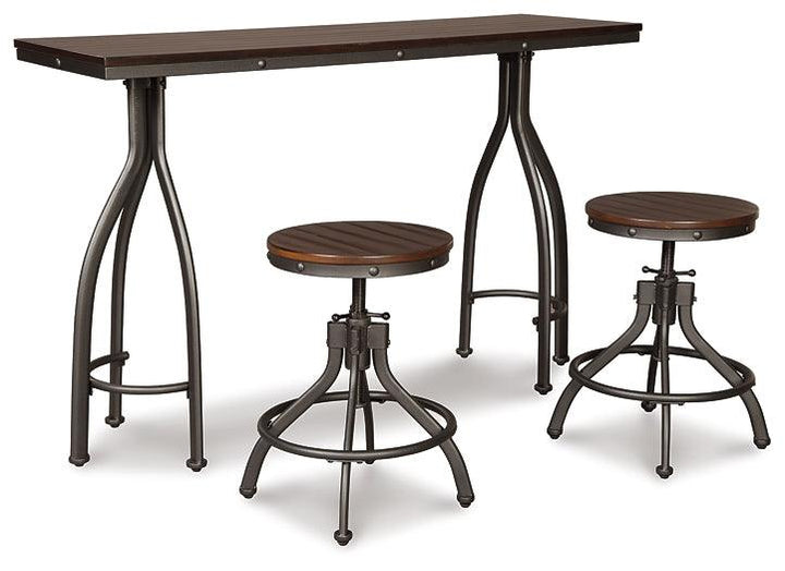 Odium Counter Height Dining Table and Bar Stools (Set of 3) D284-113 Black/Gray Casual Counter Height Table By Ashley - sofafair.com