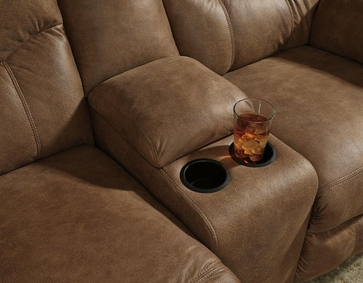 Boxberg Reclining Sofa and Loveseat 33802U1 Brown/Beige Contemporary Motion Upholstery Package By Ashley - sofafair.com