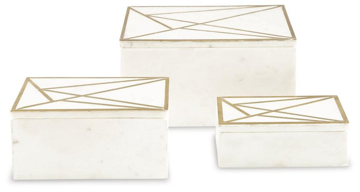 A2000492 White Contemporary Ackley Box (Set of 3) By Ashley - sofafair.com