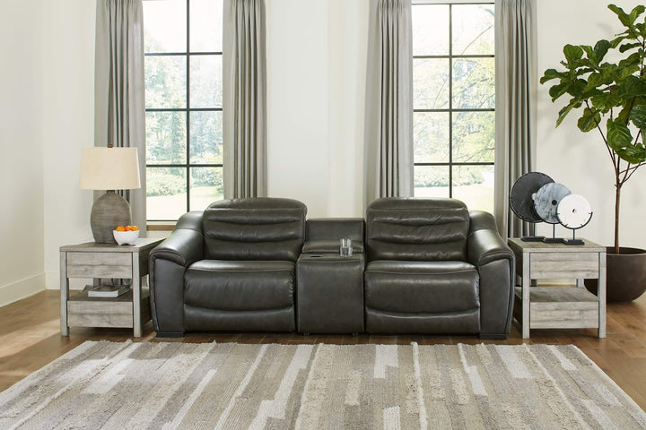 Center Line 3-Piece Power Reclining Loveseat with Console U63404S2 Black/Gray Contemporary Motion Sectionals By Ashley - sofafair.com