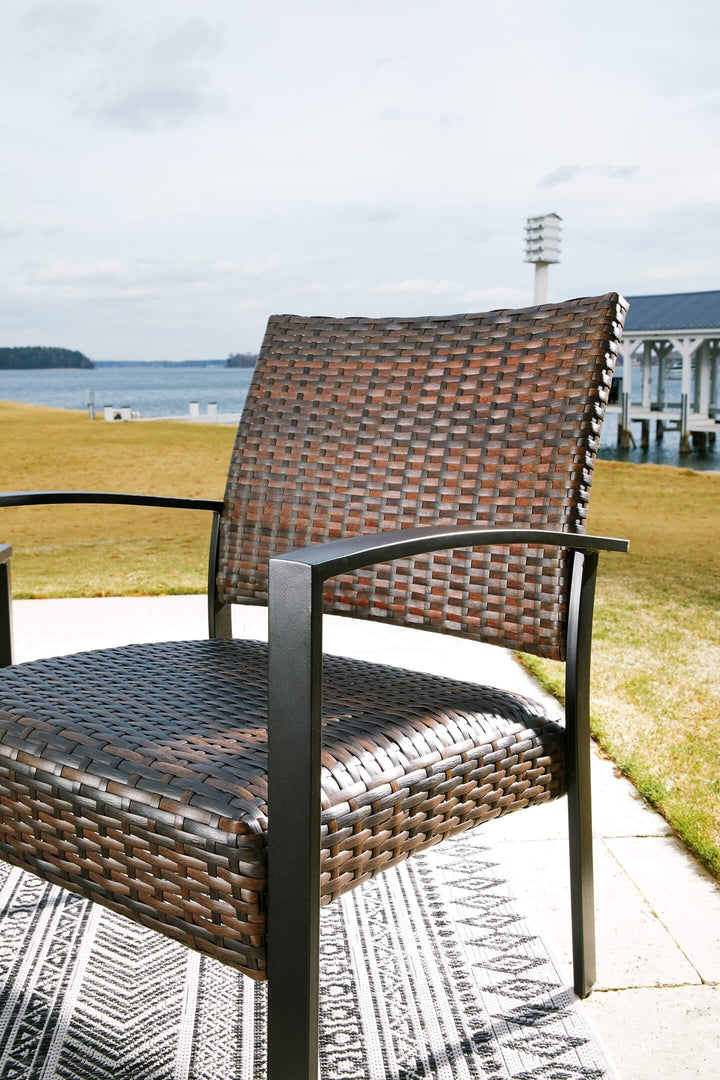 Zariyah Outdoor Love/Chairs/Table Set (Set of 4) P330-080 Brown/Beige Casual Outdoor Chat Set By Ashley - sofafair.com