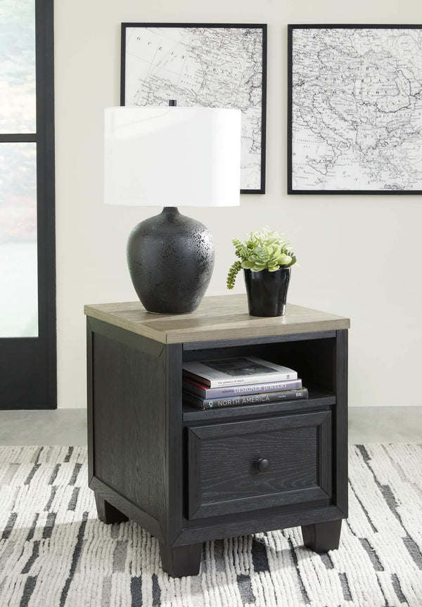 Foyland End Table T979-3 Black/Gray Contemporary Motion Occasionals By Ashley - sofafair.com