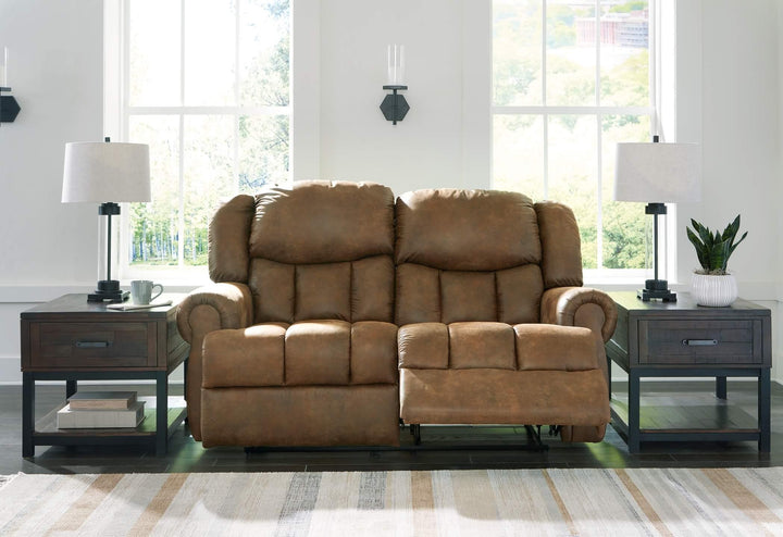 Boothbay Reclining Loveseat 4470486 Brown/Beige Traditional Motion Upholstery By Ashley - sofafair.com