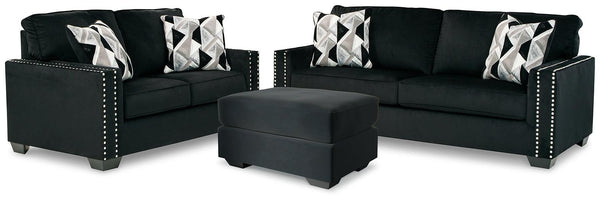Gleston Sofa and Loveseat with Ottoman 12206U3 Onyx Contemporary Stationary Upholstery Package By AFI - sofafair.com