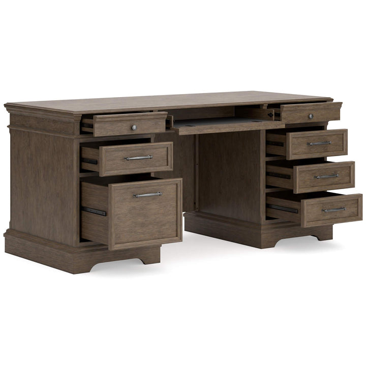 Janismore Home Office Desk H776H1 Black/Gray Traditional Desks By AFI - sofafair.com