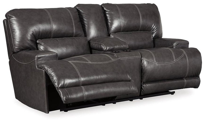McCaskill Power Reclining Loveseat with Console U6090096 Black/Gray Contemporary Motion Sectionals By Ashley - sofafair.com