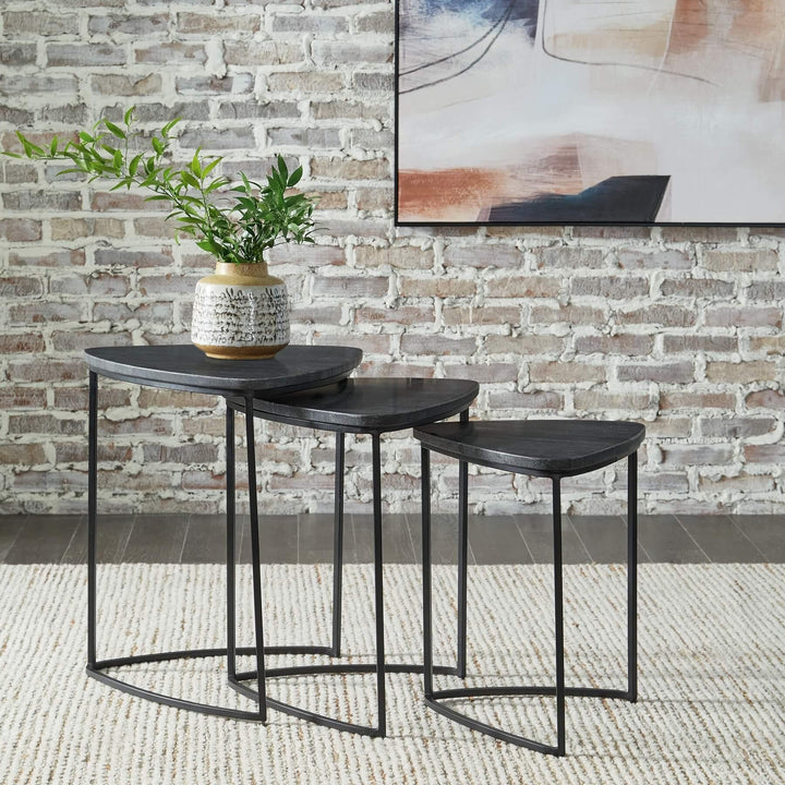 A4000539 Black/Gray Contemporary Olinmere Accent Table (Set of 3) By Ashley - sofafair.com