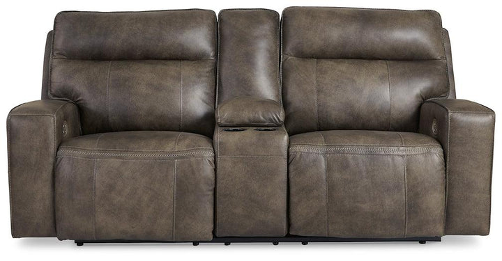 Game Plan Power Reclining Loveseat U1520518 Black/Gray Contemporary Motion Upholstery By Ashley - sofafair.com