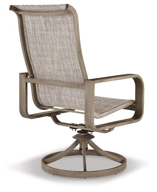 Beach Front Sling Swivel Chair (Set of 2) P323-603A Brown/Beige Contemporary Outdoor Dining Chair By Ashley - sofafair.com