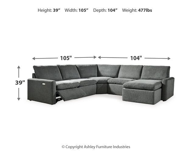 Hartsdale 5-Piece Power Reclining Sectional with Chaise 60508S4 Black/Gray Contemporary Motion Sectionals By Ashley - sofafair.com