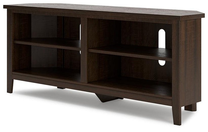 W283-56 Brown/Beige Casual Camiburg Corner TV Stand By Ashley - sofafair.com