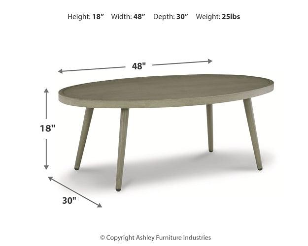 Swiss Valley Outdoor Coffee Table P390-700 Brown/Beige Casual Outdoor Cocktail Table By Ashley - sofafair.com