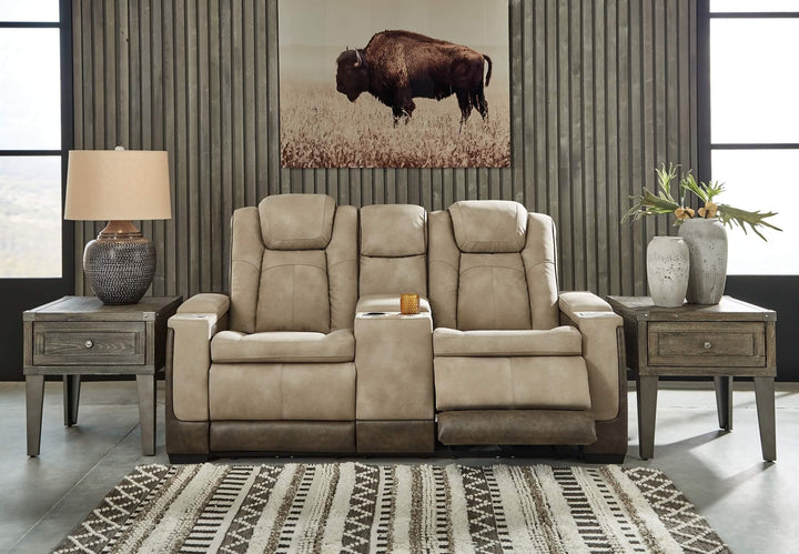 Next-Gen DuraPella Power Reclining Loveseat with Console 2200318 Brown/Beige Contemporary Motion Upholstery By Ashley - sofafair.com