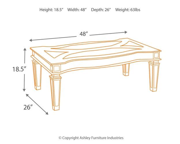 Tessani Coffee Table T099-1 Metallic Contemporary Cocktail Table By Ashley - sofafair.com