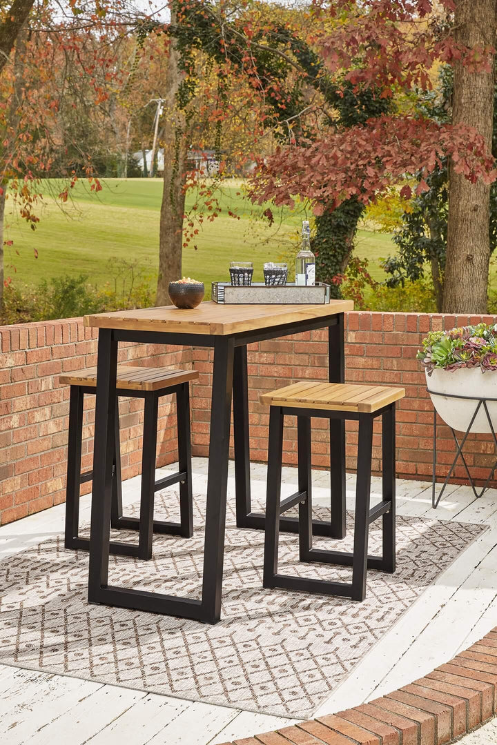 P220-113 Black/Gray Casual Town Wood Outdoor Counter Table Set (Set of 3) By Ashley - sofafair.com